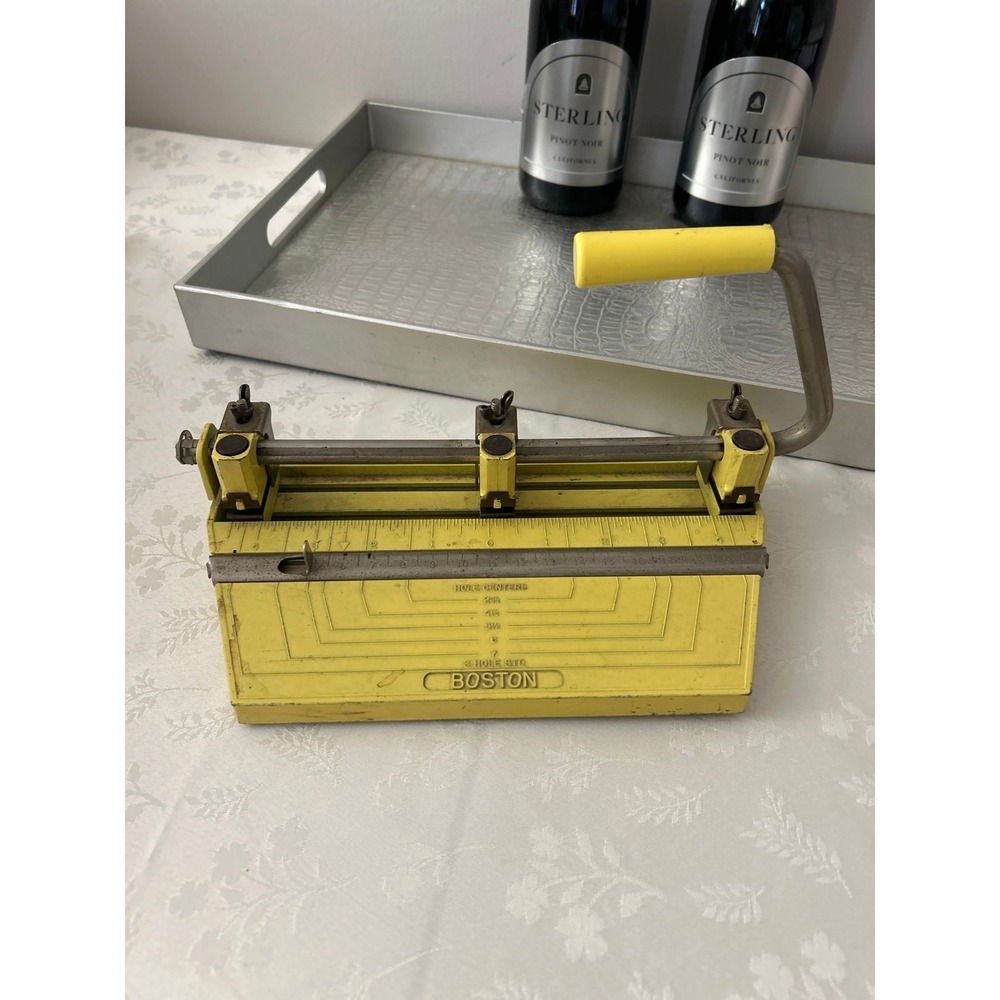 Vintage Boston 4-Hole Puncher Yellow
